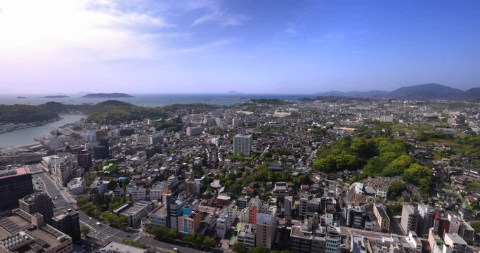タワーの上から見る山口県下関の街並み