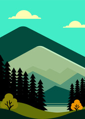 Flat mountain landscape. Color mountains, abstract shapes, modern background, vector design Illustration for you project