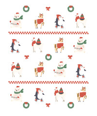 Christmas Characters Bear Deer Penguin LLama Gifts Fun New Year
