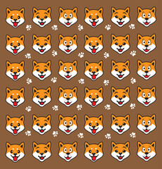 seamless cute dog and paw pattern