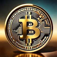 A shinny golden bitcoin