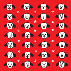 seamless cute dog and paw pattern