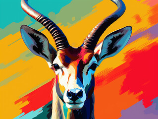 A Pop Art Style Painting of a Antelope | Generative AI