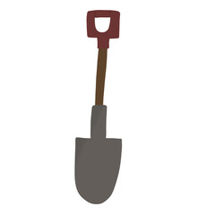 A metal shovel with a plastic handle for working in the garden with the ground.