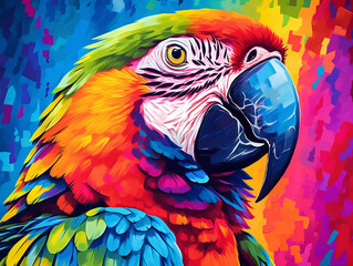 Obraz premium A Pop Art Style Painting of a Macaw | Generative AI