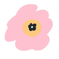 Cute colorful flower.Spring art print with botanical elements. Happy Easter. Folk style. Posters for the spring holiday. icons isolated on white background.