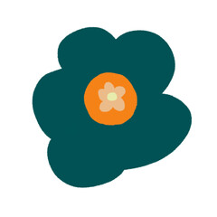 Cute colorful flower.Spring art print with botanical elements. Happy Easter. Folk style. Posters for the spring holiday. icons isolated on white background.