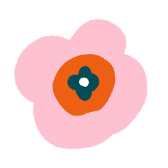 Cute colorful flower.Spring art print with botanical elements. Happy Easter. Folk style. Posters for the spring holiday. icons isolated on white background.