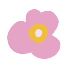 Cute colorful flower.Spring art print with botanical elements. Happy Easter. Folk style. Posters for the spring holiday. icons isolated on white background.