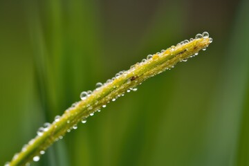close-up of pollen-covered blade of grass, created with generative ai
