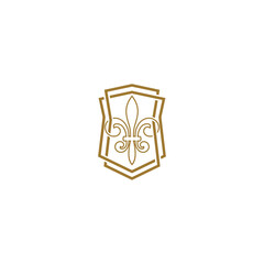 Coat of arms with fleur de lis heraldic symbol isolated on white background
