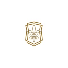 Coat of arms with fleur de lis heraldic symbol isolated on white background