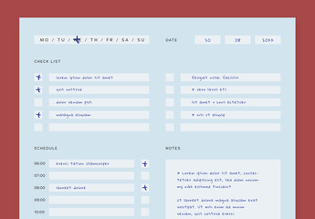 Light Blue Planner Template With White Text Fields