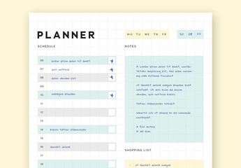 Minimalistic Daily Planner Layout With Grid Design And Pastel Accent