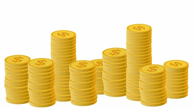 Growing columns of money - gold coins