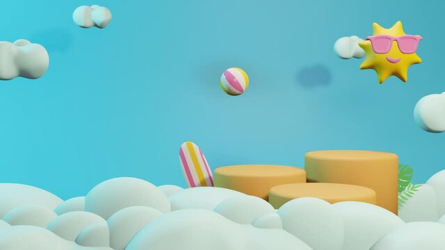 3D animation summer sales social media post template, suitable for travel agency or product 