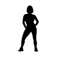 Vector illustration. Silhouette of a woman in sportswear.