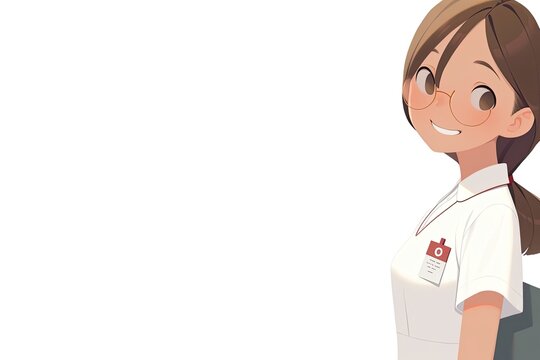 Asian Anime Female Occupational Therapist White Background Extremely Gorgeous With Copyspace Generative AI