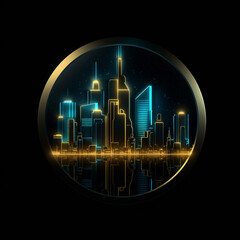 Business logo of a futuristic city created with Generative AI technology