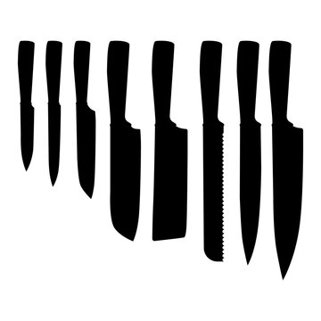 knife silhouette icon set vector flat design illustration