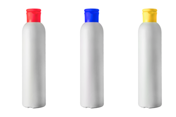 white plastic bottle mockup, isolated. Shampoo and cosmetic product template