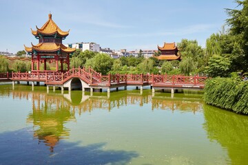 Naklejka premium The Buddhist Kaifu Temple in Changsha, capital of Hunan Province