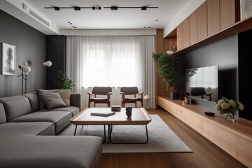 Fototapeta premium trendy and minimalistic apartment, devoid of clutter or distractions, created with generative ai