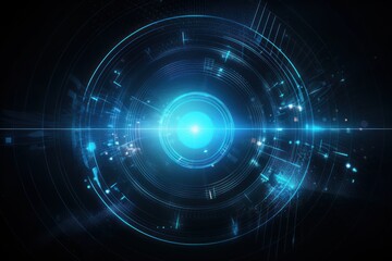 Obraz premium Abstract blue technology hi-tech futuristic background, Generative ai