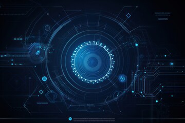 Abstract blue technology hi-tech futuristic background, Generative ai