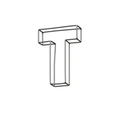 Outline Steel Wire 3D Alphabet or PNG Letters