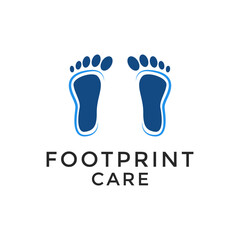 Fototapeta na wymiar People Footprints care simple outline logo design template