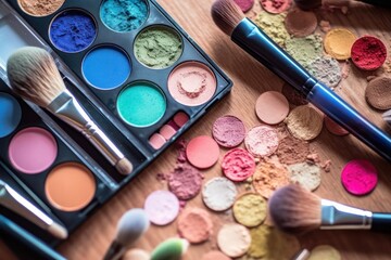 Eyeshadow Lipstick Brushes Foundation makeup professional photography ai generated