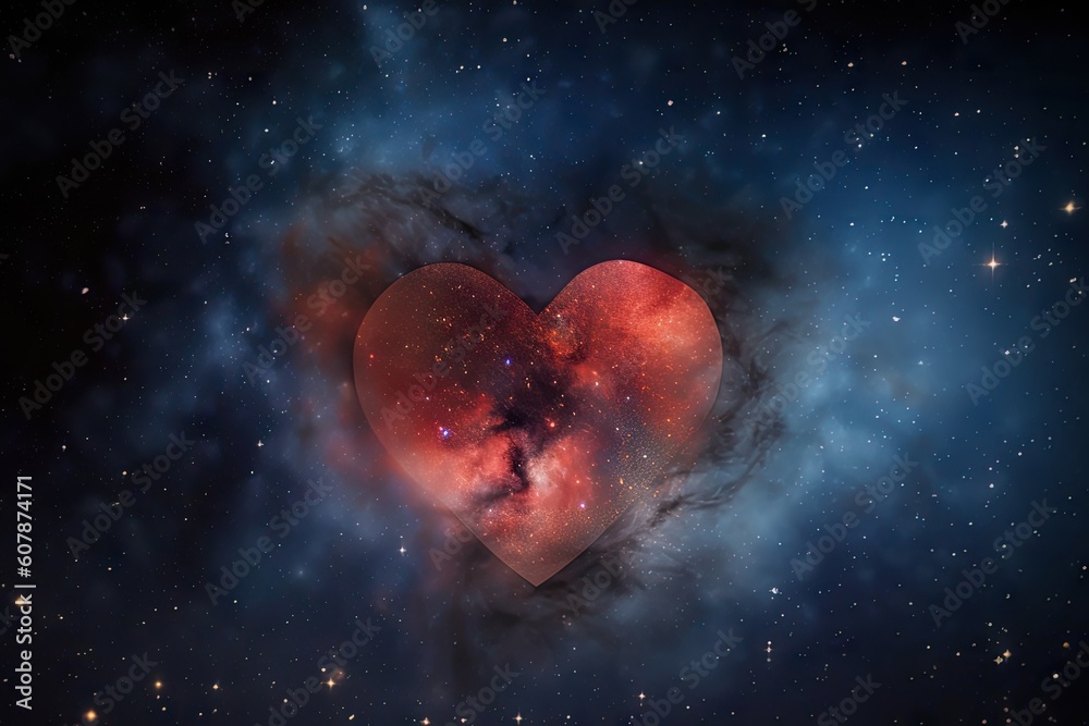 Canvas Prints nebulous heart, with close-up of the stars and nebulae that make it up, created with generative ai
