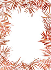 Fototapeta na wymiar watercolor frame with autumn plants and wheat on white background