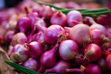 shallots displayed at a farmer's market