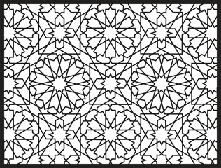 Arabic ornament Design, Islamic art ,seamless pattern,outline black and white