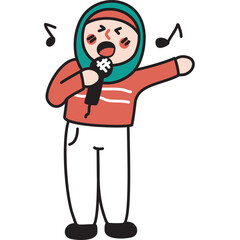 Muslim Woman Character Singing