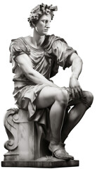 Fototapeta na wymiar Marble statue of David isolated on white background AI generated