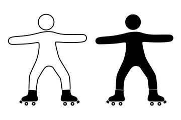 Transition with sraight legs on roller skates of people