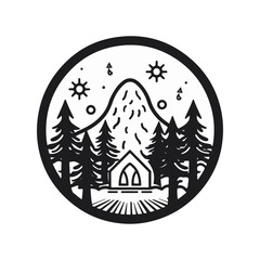 nature forest vector, for screen printing, sign, logo. etc