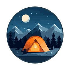 night camp, tent camping vector, for outdoor adventure logo © praja