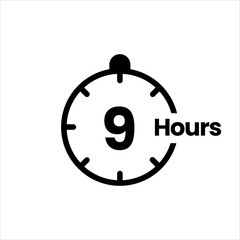 9 hours clock sign icon
