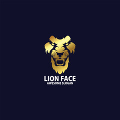 lion face with luxury color logo design