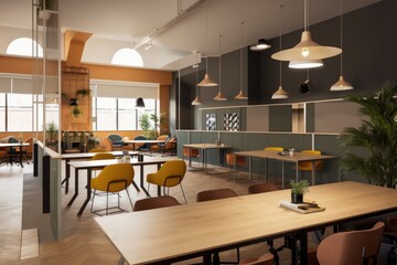 co-working space with collaborative community of entrepreneurs, freelancers and digital nomads, created with generative ai