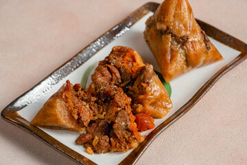 Zongzi, rice dumpling for Chinese traditional Dragon Boat Festival (Duanwu Festival)