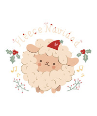 Fleece Navidad Sheep Santa Claus New Year Christmas Cute Animal