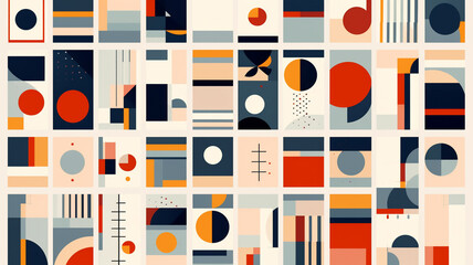 Geometric art poster with squares and circles shapes and figures © HelgaQ