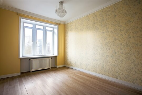 a room with a fresh coat of paint and new wallpaper, ready for decoration, created with generative ai