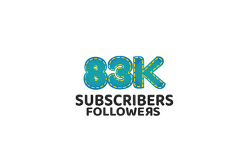 83K, 83.000 Subscribers Followers for internet, social media use - vector