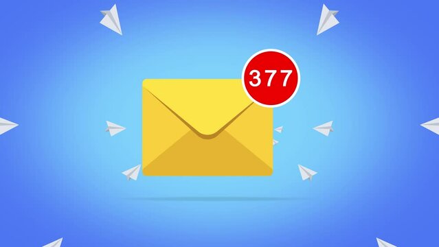 Receive Electronic Mails Concept with Email Envelope Icon with Paper Plan and Counter Number of Messages Received. 
